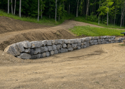 Large stone retaining wall